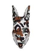 Norma Kamali Camo-print High-rise Swimsuit