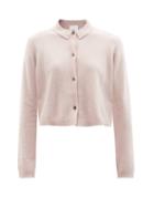 Allude - Polo-collar Wool-blend Cardigan - Womens - Light Pink