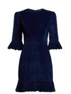 Matchesfashion.com The Vampire's Wife - Mini Festival Ruffled Corduroy Dress - Womens - Navy