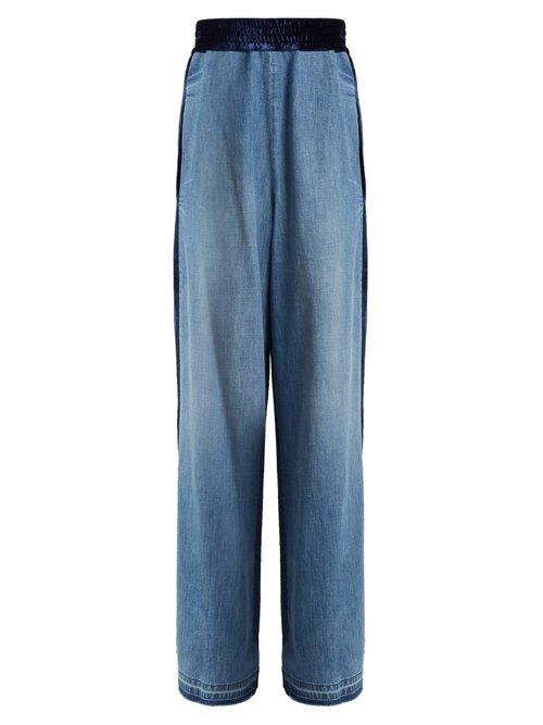 Matchesfashion.com Golden Goose Deluxe Brand - Sophie Contrast Panel High Rise Cotton Trousers - Womens - Denim