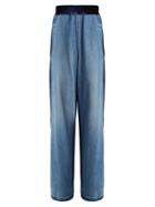 Matchesfashion.com Golden Goose Deluxe Brand - Sophie Contrast Panel High Rise Cotton Trousers - Womens - Denim