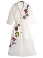 House Of Holland Floral-embroidered Silk Shirtdress