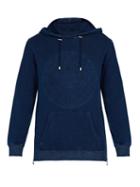 Matchesfashion.com Balmain - Logo Embossed Cotton Hooded Sweatshirt - Mens - Blue
