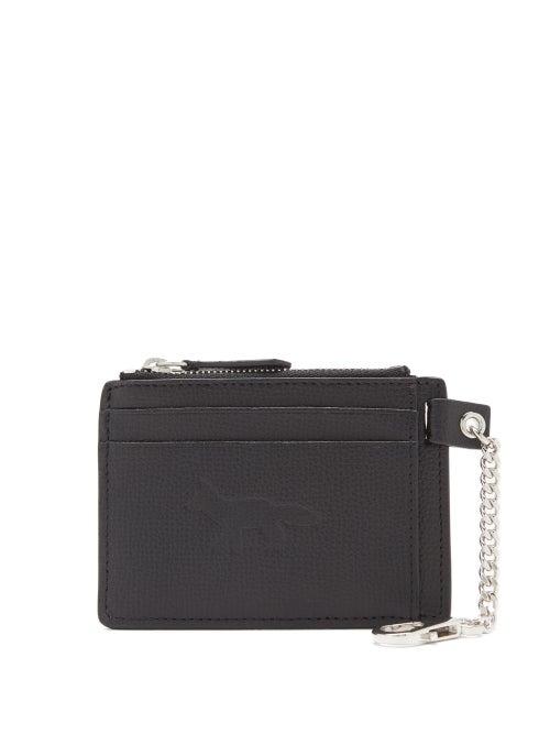 Matchesfashion.com Maison Kitsun - Chain Zipped Grained-leather Cardholder - Mens - Black