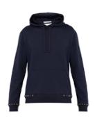 Matchesfashion.com Valentino - Rockstud Hooded Cotton Blend Sweatshirt - Mens - Navy