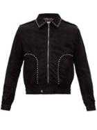 Matchesfashion.com Saint Laurent - Studded Suede Jacket - Mens - Black Silver