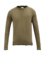 Saint Laurent - Distressed Cotton Sweater - Mens - Green