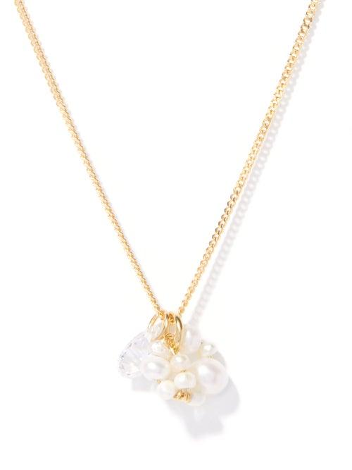 Ladies Jewellery Completedworks - Pearl, Topaz & 14kt Gold-vermeil Pendant Necklace - Womens - Gold Multi