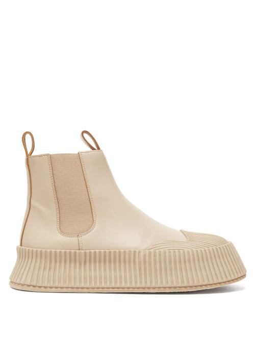 Matchesfashion.com Jil Sander - Flatform Leather Chelsea Boots - Womens - Nude