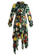 Matchesfashion.com Preen By Thornton Bregazzi - Arabella Floral Print Silk Satin Dress - Womens - Green Multi
