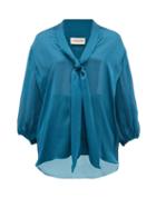 Matchesfashion.com Alexandre Vauthier - Knotted Silk Blouse - Womens - Blue