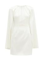 Matchesfashion.com Alexander Mcqueen - Cape-overlay Silk-satin Mini Dress - Womens - Ivory