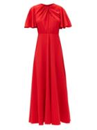 Matchesfashion.com Giambattista Valli - Knotted-neck Crepe Dress - Womens - Red