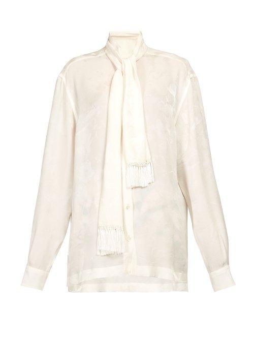 Matchesfashion.com Dolce & Gabbana - Pussy Bow Rose Jacquard Blouse - Womens - White