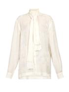 Matchesfashion.com Dolce & Gabbana - Pussy Bow Rose Jacquard Blouse - Womens - White