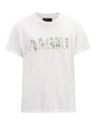 Matchesfashion.com Amiri - Floral Logo-print Cotton-jersey T-shirt - Mens - White