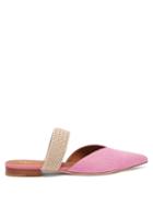 Matchesfashion.com Malone Souliers - Maisie Woven-strap Linen Backless Flats - Womens - Pink