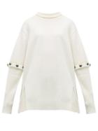 Matchesfashion.com Chlo - Button Through Sleeves Wool Blend Sweater - Womens - White
