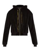 Haider Ackermann Embroidered Zip-up Hooded Velvet Sweatshirt