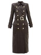 Matchesfashion.com Balmain - Double-breasted Leather Trench Coat - Womens - Black