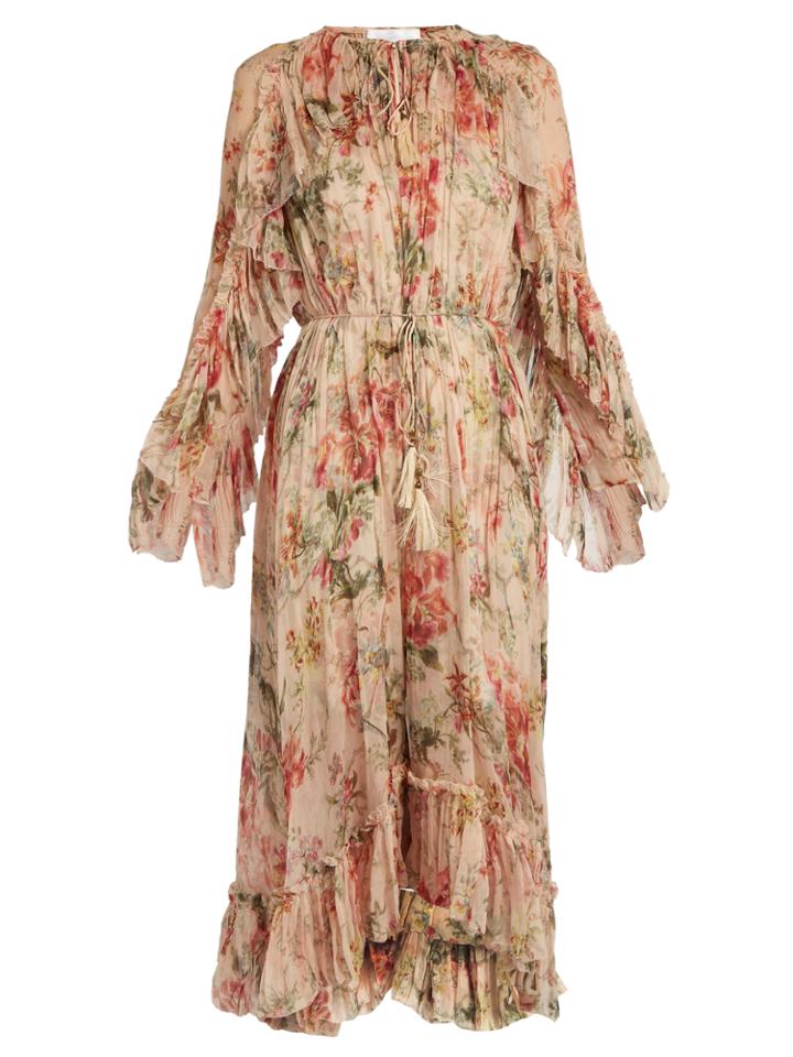Zimmermann Mercer Floating Floral-print Silk-chiffon Dress