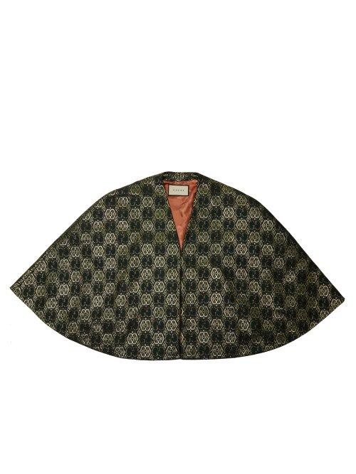 Matchesfashion.com Gucci - Gg Logo Metallic Brocade Cape - Womens - Green