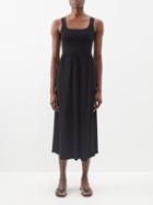Matteau - Square-neckline Knitted-bodice Dress - Womens - Black