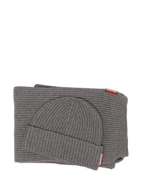 Dsquared2 - Ribbed-knit Cotton-blend Scarf And Hat Set - Mens - Grey