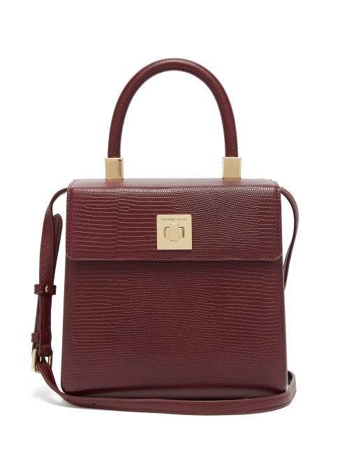 Matchesfashion.com Sparrows Weave - The Classic Lizard Embossed Box Bag - Womens - Burgundy
