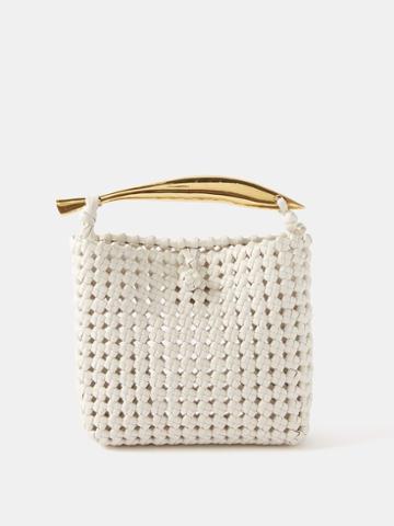 Bottega Veneta - Sardine Metal-handle Crochet-leather Bag - Womens - White