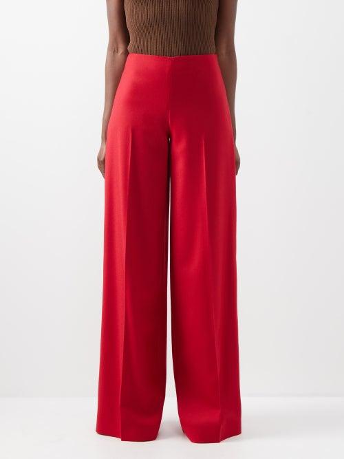 Emilia Wickstead - Aura Flanella Wool-twill Tailored Trousers - Womens - Red