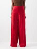 Emilia Wickstead - Aura Flanella Wool-twill Tailored Trousers - Womens - Red