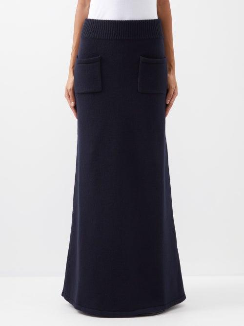 Raey - Pocket Front Merino Wool Felted A-line Skirt - Womens - Navy