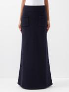 Raey - Pocket Front Merino Wool Felted A-line Skirt - Womens - Navy