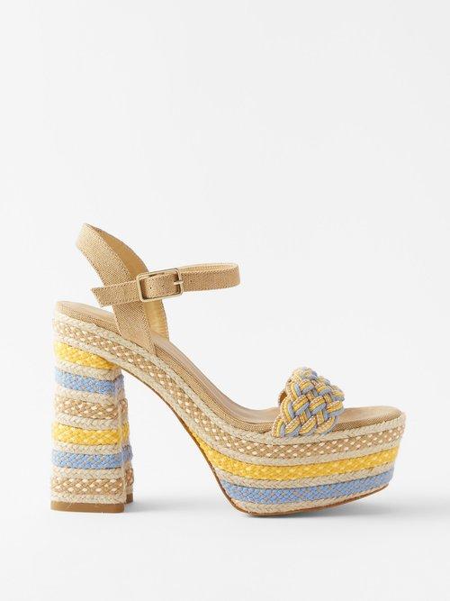 Castaer - Anne 130 Braided Platform Sandals - Womens - Yellow Multi