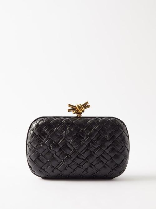 Bottega Veneta - The Knot Intrecciato-leather Clutch Bag - Womens - Black