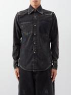 Maison Margiela - Paint-splatter Stone-wash Denim Shirt - Mens - Black
