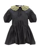 Cecilie Bahnsen - Mie Embroidered-collar Cotton-poplin Blouse - Womens - Black