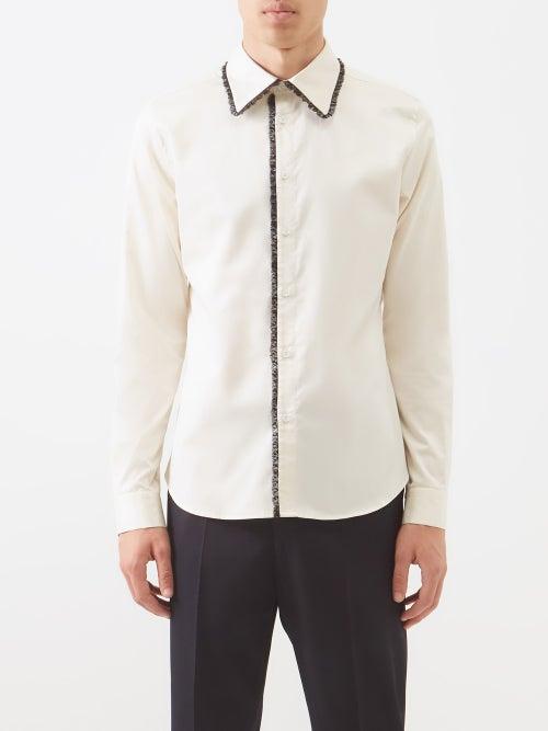 Molly Goddard - Emil Lace-trim Cotton-poplin Shirt - Mens - Cream