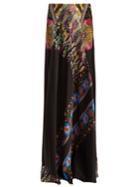 Etro Abstract Floral-print Hammered Silk-satin Skirt