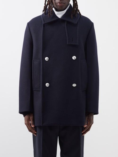 Jil Sander - Double-breasted Wool Pea Coat - Mens - Navy