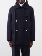 Jil Sander - Double-breasted Wool Pea Coat - Mens - Navy