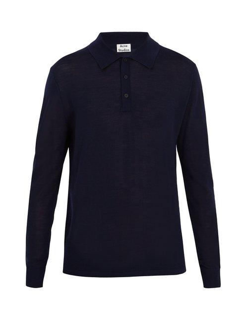 Matchesfashion.com Acne Studios - Nadir Point Collar Wool Polo Shirt - Mens - Navy