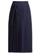 Matchesfashion.com Joseph - Beck Pleated Wool Wrap Skirt - Womens - Navy