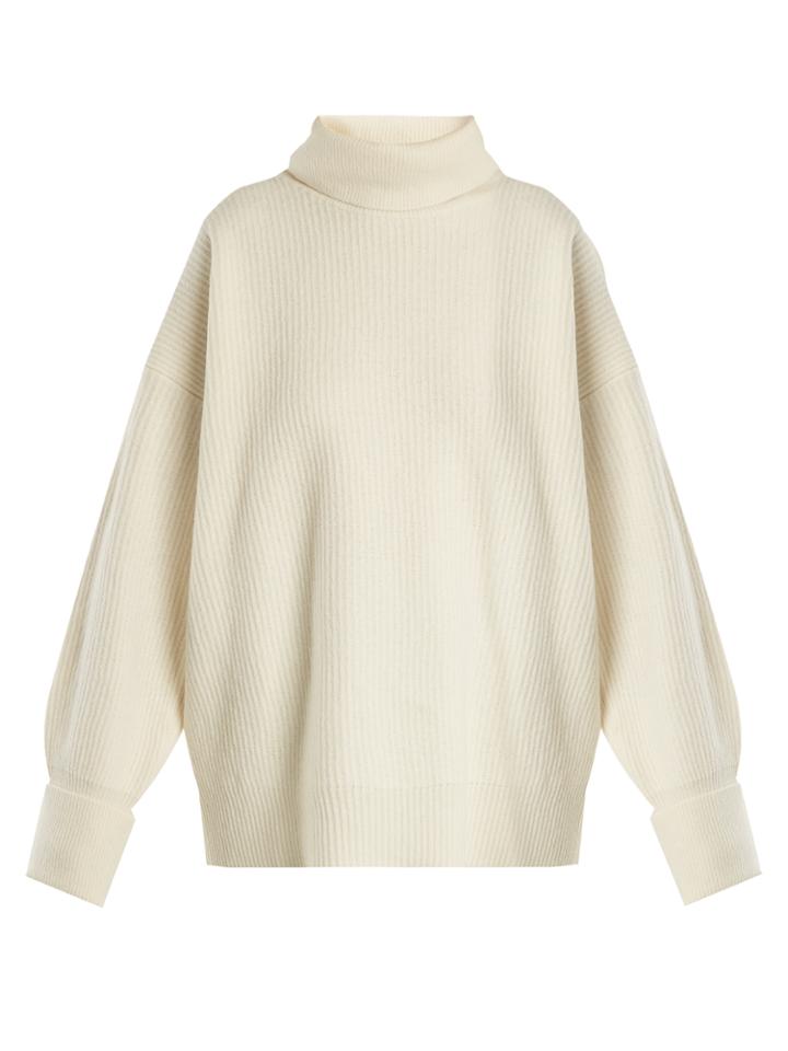 Maison Margiela Roll-neck Suede-patch Wool-blend Sweater