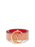 Matchesfashion.com Christian Louboutin - Monogram-buckle Leather Belt - Womens - Light Pink