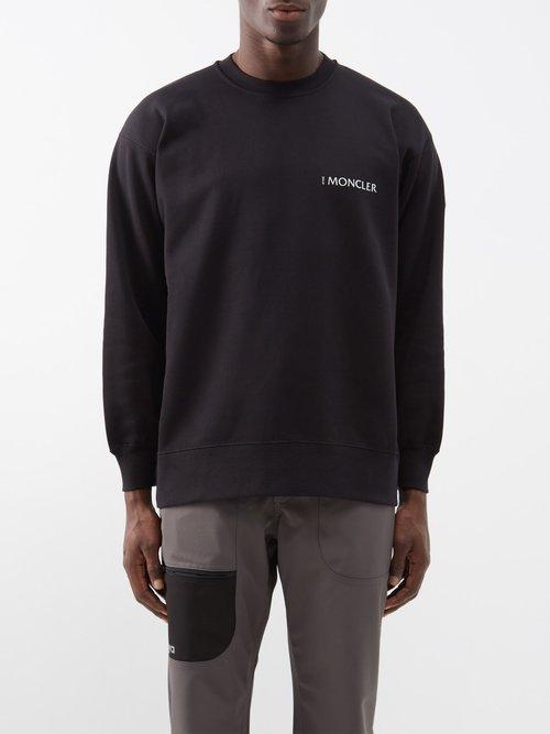 4 Moncler Hyke - Logo-print Cotton-jersey Sweatshirt - Mens - Black