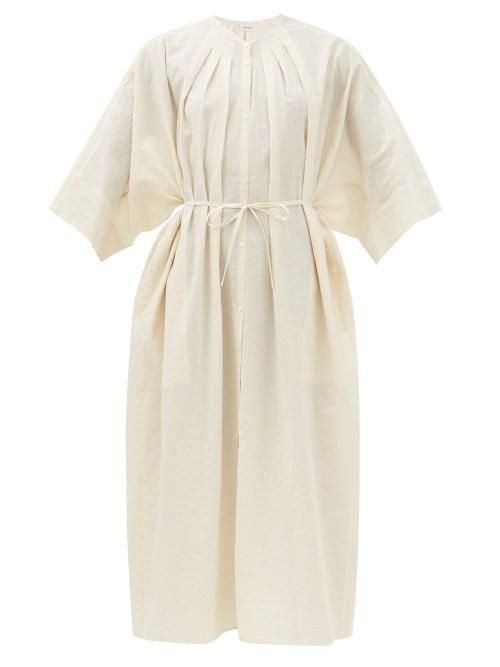 Lemaire - Dolman-sleeve Pleated Cotton-blend Kaftan Dress - Womens - Ivory