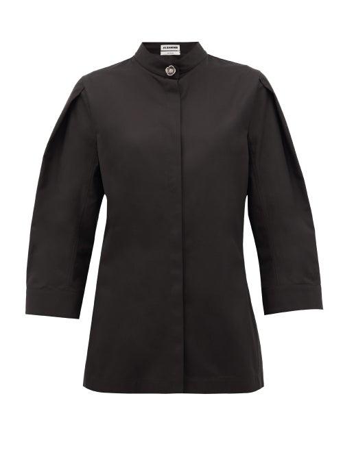 Matchesfashion.com Jil Sander - Saturday P.m. Band-collar Cotton Shirt - Womens - Black