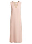 Matchesfashion.com Raey - V Neck Crepe Pinafore Dress - Womens - Pink